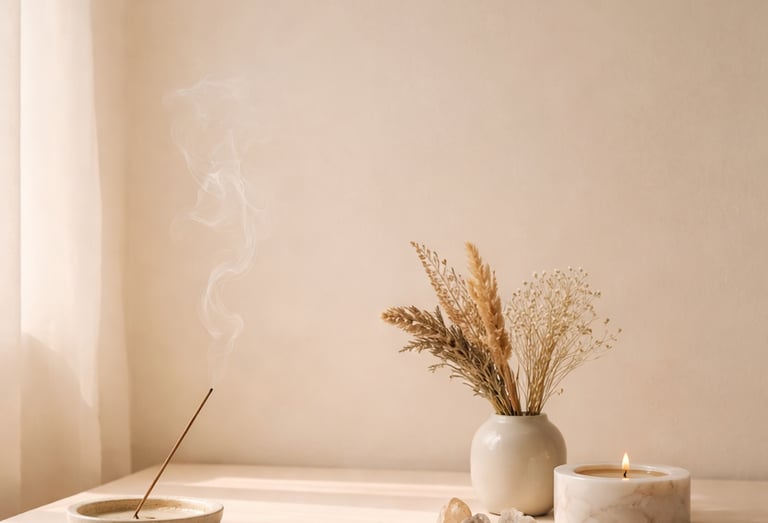 Luz suave y atmósfera etérea en tonos cálidos, limpieza sutil