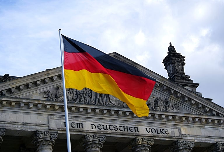 deutsche Flagge, die den deutschen Markt und die wirtschaftliche Zusammenarbeit repräsentiert