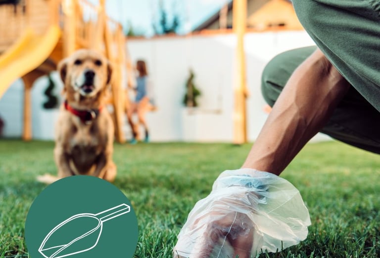 a dog is standing on the grass in front of a dog