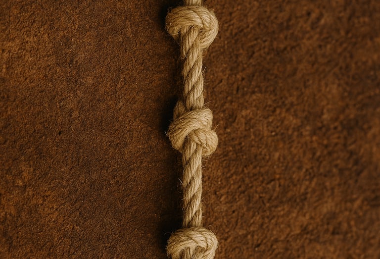 Corda com nós simbolizando estrutura interna, ritmo de ancoragem e sustentação energética