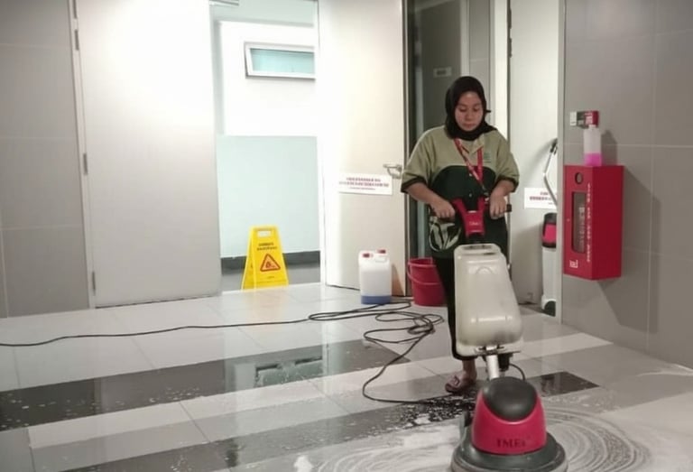 Professional floor scrubbing services by TOT Cleaning & Landscape Service experts.