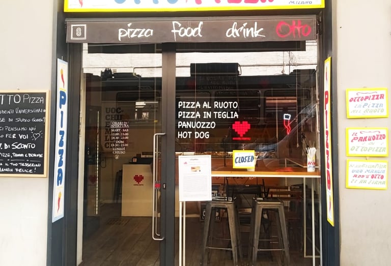 Ingresso del locale OTTO Pizza in Corso San Gottardo Milano