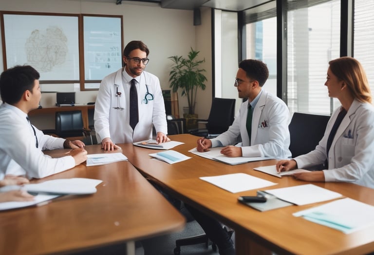 A person in protective attire, including a bright green suit, gloves, a face mask, and a hair cap, is working in a laboratory setting. They are holding a syringe and appear to be performing some tests or experiments. Numerous test tubes, some with red caps and filled with liquid, are organized on a table. The room has scientific equipment, including a centrifuge, and blue curtains allow natural light to filter through the window.