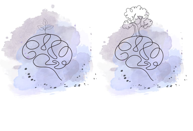 Cerveau dessiné en trompe l'oeil à l'aide d'un seul trait