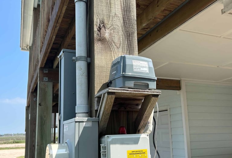 Remote mount of septic control panel and compressor
