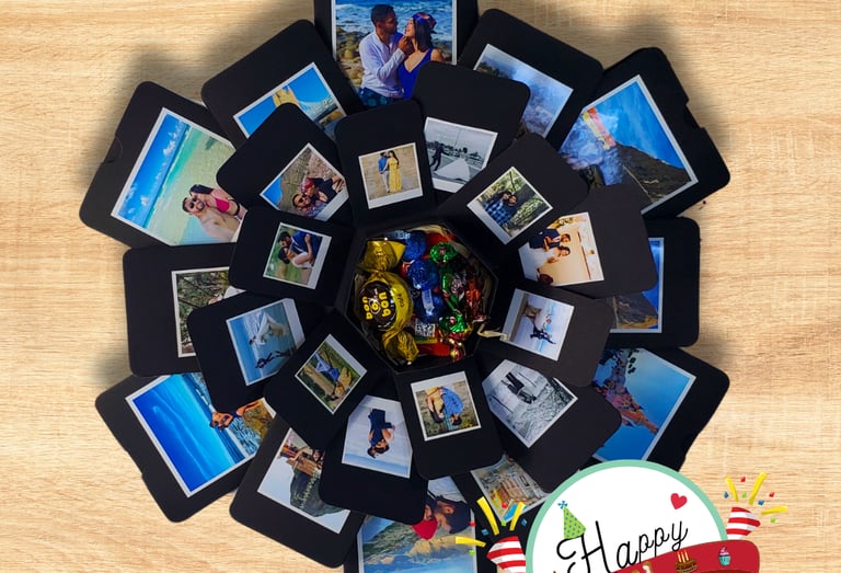 a clock with pictures of a family's photos on it