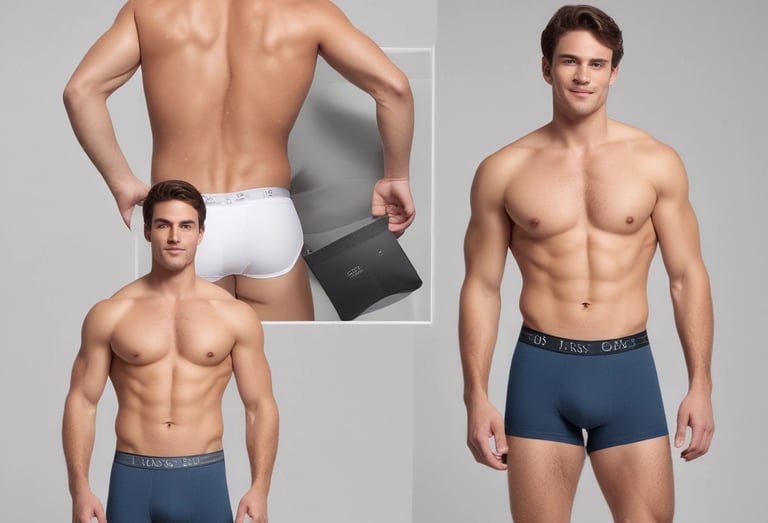 Elegant display of various styles of men's pants including jeans, chinos, and linen.