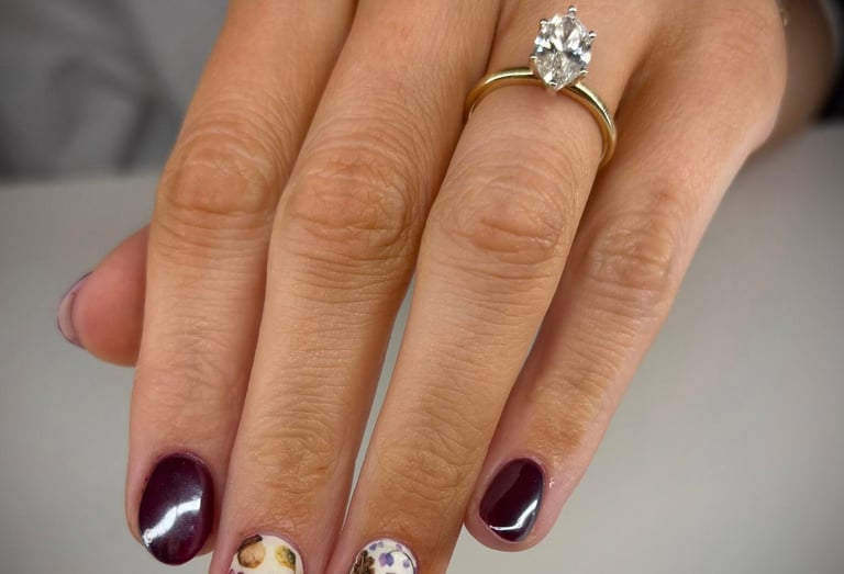 nails with builder gel and designs by Lindsey at Meraki and Co salon and spa