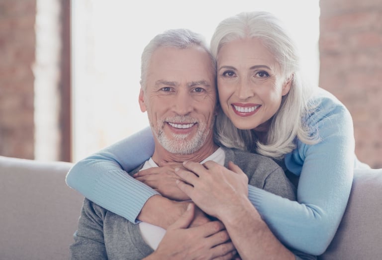 A couple with beautiful smiles.