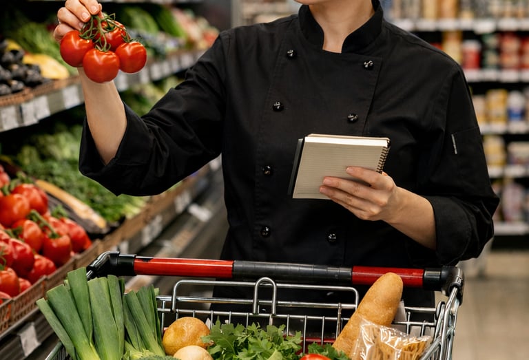 Gestion des courses par cheffe à domicile à Marseille.