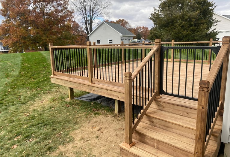 cedar tone deck with aluminum railings by paramount exterior llc