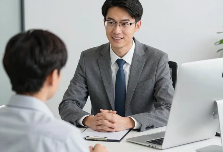 A male finance influencer discussing strategy with a brand manager over coffee.
