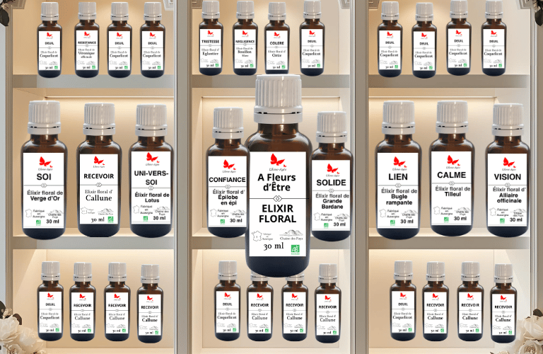 Flacon gamme élixir floraux, L'Âme-Agie.