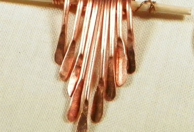 Hammered large gauge copper pins for a pendant
