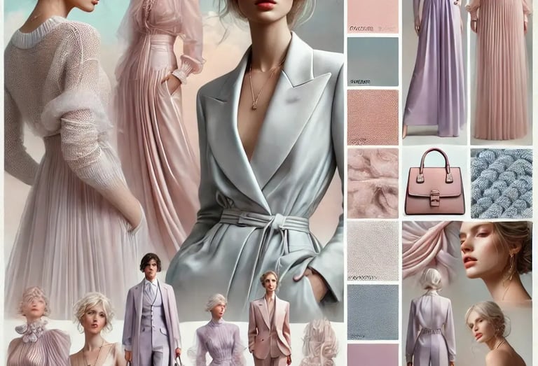 Mūsų kurtas mados tendencijų moodboard dizaino konsuktacijai