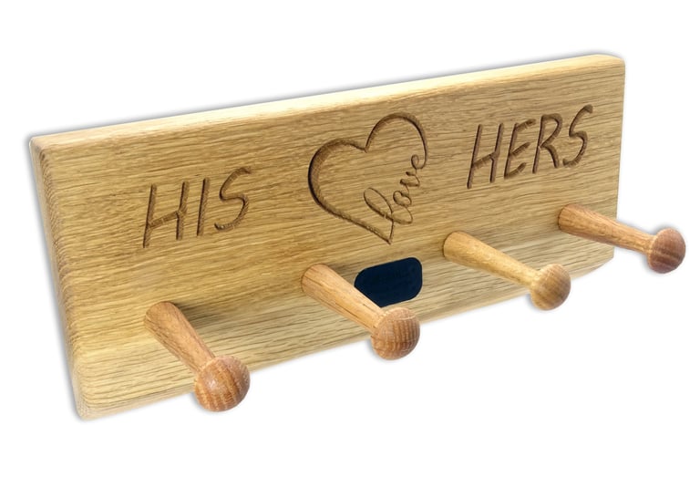 Couples anniversary gift of oak wall hooks
