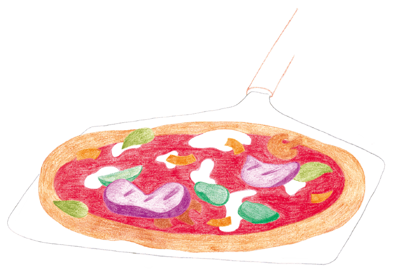 Potloodtekening van pizza