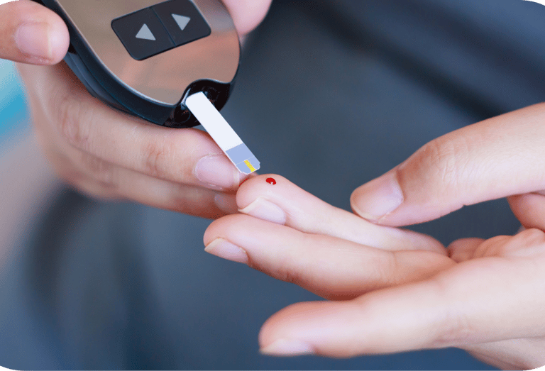 a person holding a POCT meter in their hand