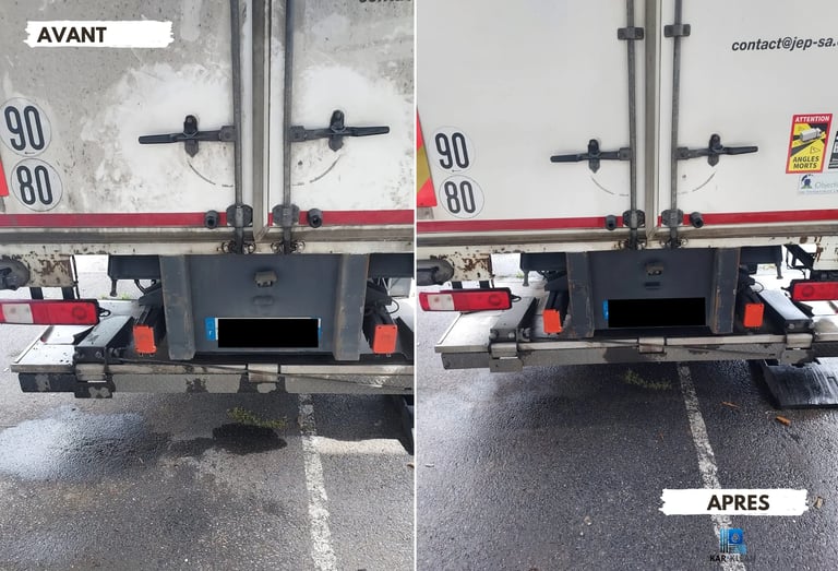 avant / après nettoyage de camion porteur