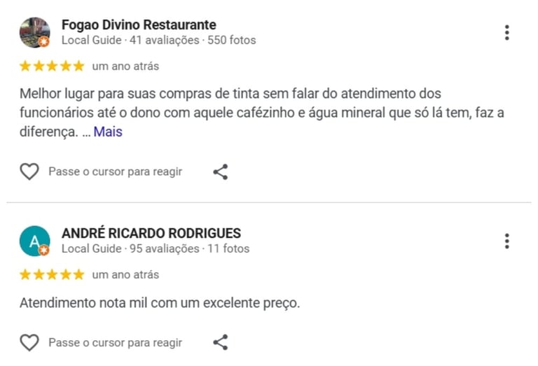 Outras Avaliações de Clientes no Google