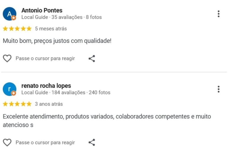 Avaliações de Clientes no Google