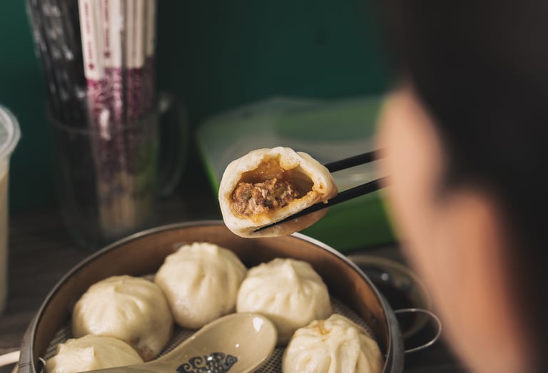 an inside of Xiao Long Bao at He Ji Bao Batam