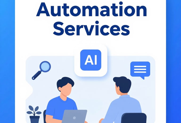 Illustration of AI-powered automation processes connecting various business tools.