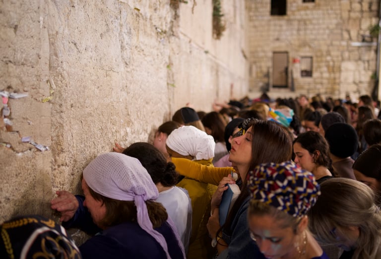 Selichot at the Western Wall Jerusalem, Israel woman praying