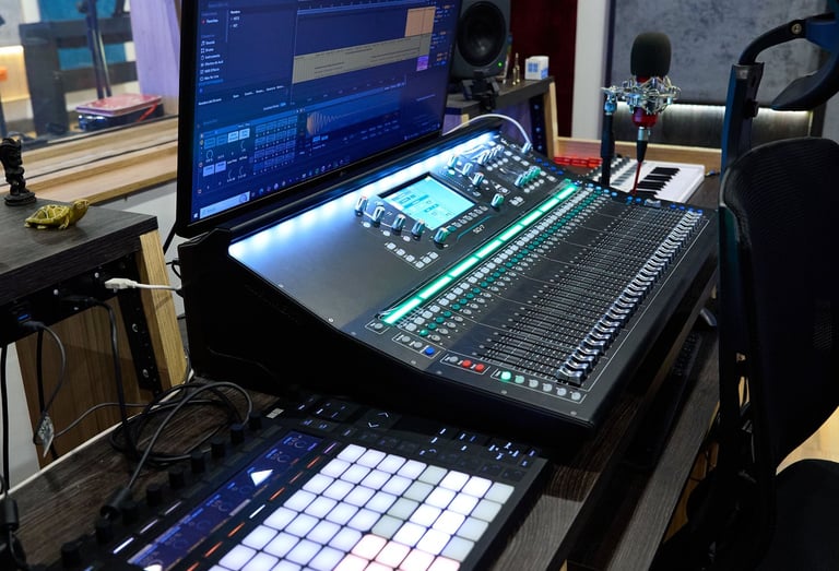 consola de grabación y live streame estudio monochrome records