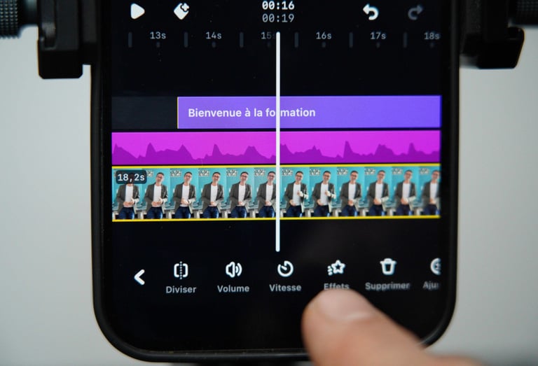 timeline de montage vidéo sur smartphone