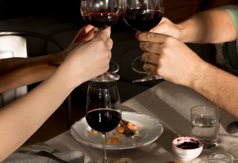 Guests toasting with Malbec wine glasses at an intimate wine tasting in Buenos Aires