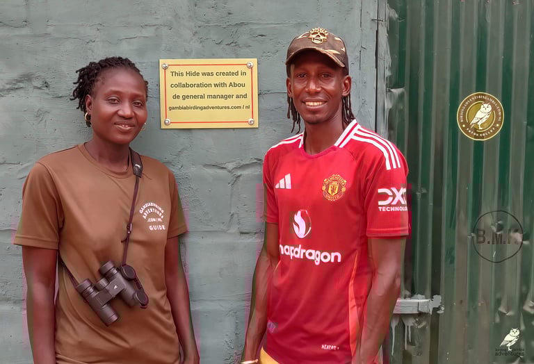 Fatou Colley and local guide at Mandinari | Birding Adventures Gambia