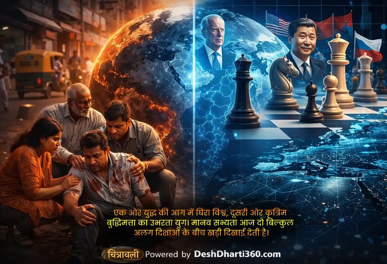 Symbolic image comparing everyday human empathy with complex global politics