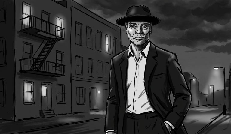 The criminal VInce standing upright in Gevers Deynootweg Scheveningen