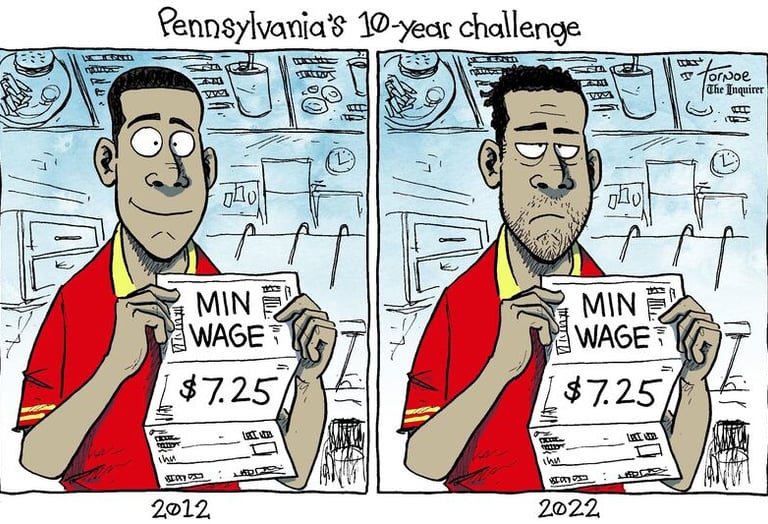 Political meme about minimum wage by Rob Tornoe