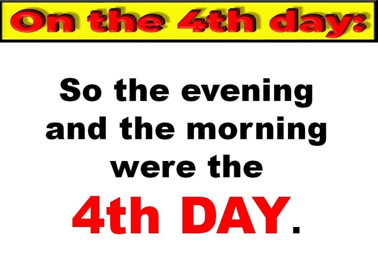 Evening & morning was the 4th Day of Creation. Designed by Debbie Dunn using PowerPoint & Paint.