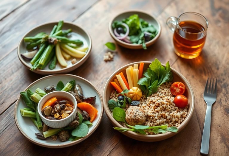 A platte of health and nutritious fruit, vegetables and grains