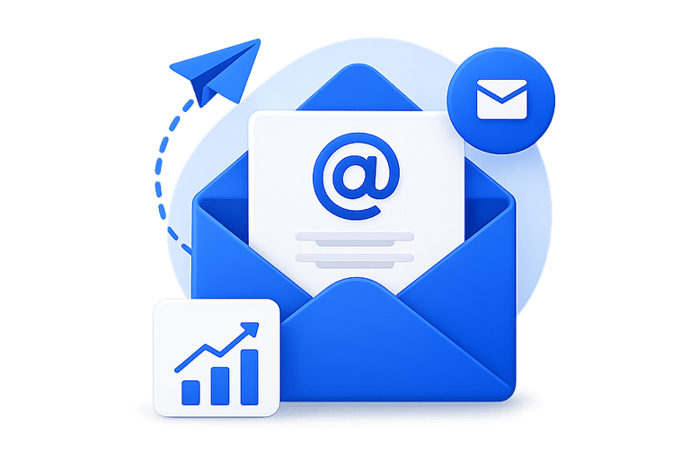 Icon illustrating email marketing strategy for generating qualified B2B leads and booking meetings