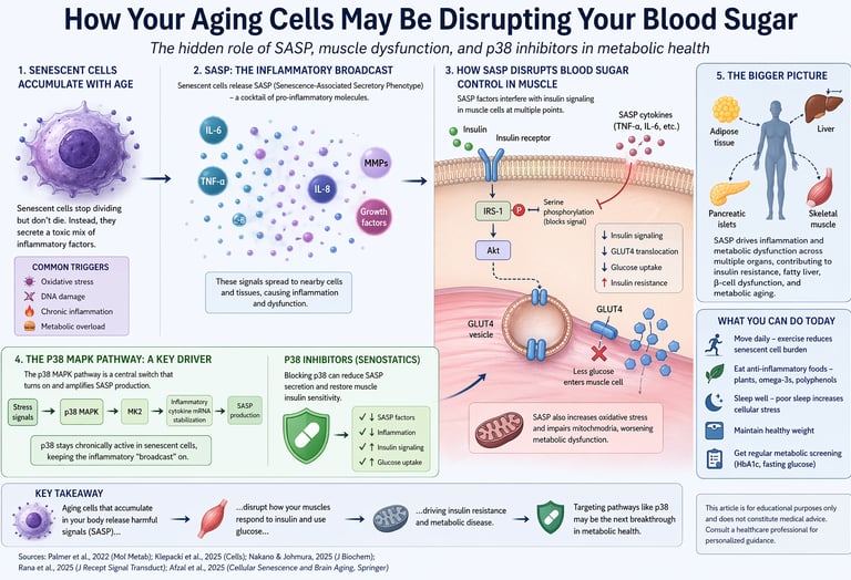 Aging cells may be silently raising your blood sugar. Explore how SASP affects muscle, insulin signa