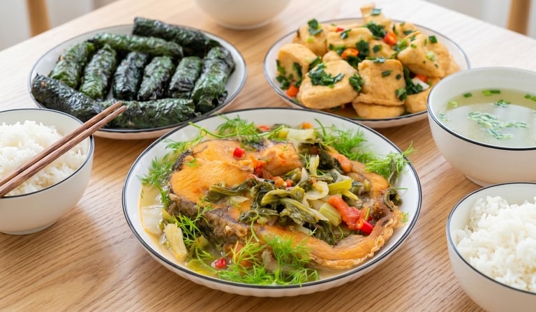 cá trắm om dưa cơm văn phòng