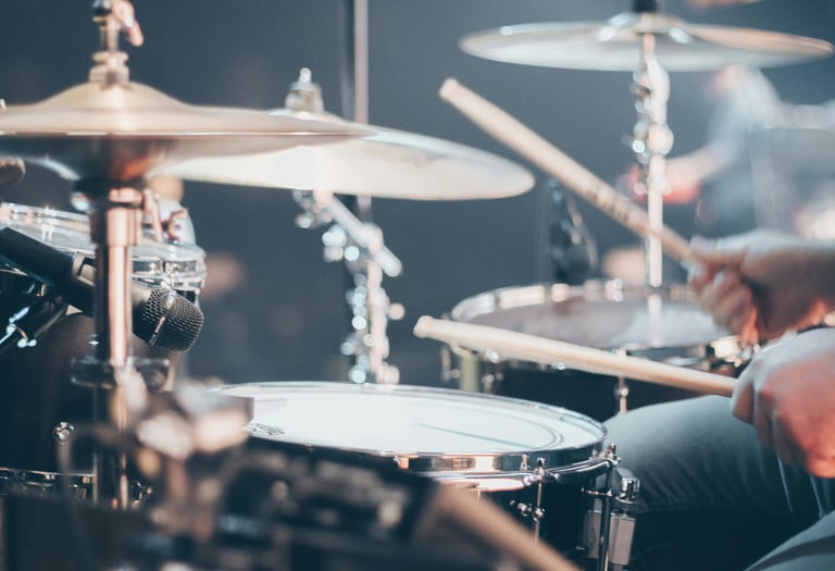 Up close Drums with black background