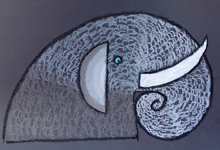pastel drawing of an elephant