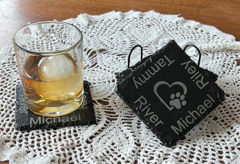 Engraved Slate coaster set