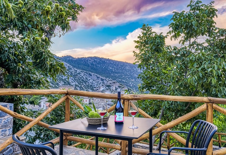 photoshoot of Kallisto Hotel view in Kastanitsa, Arcadia