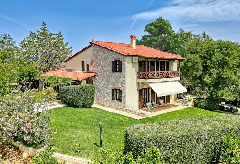 Drone Exterior Photoshoot of Orange Grove villa in Nafplio