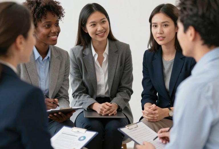 A calm, inviting workspace with sensory-friendly tools and soft lighting.