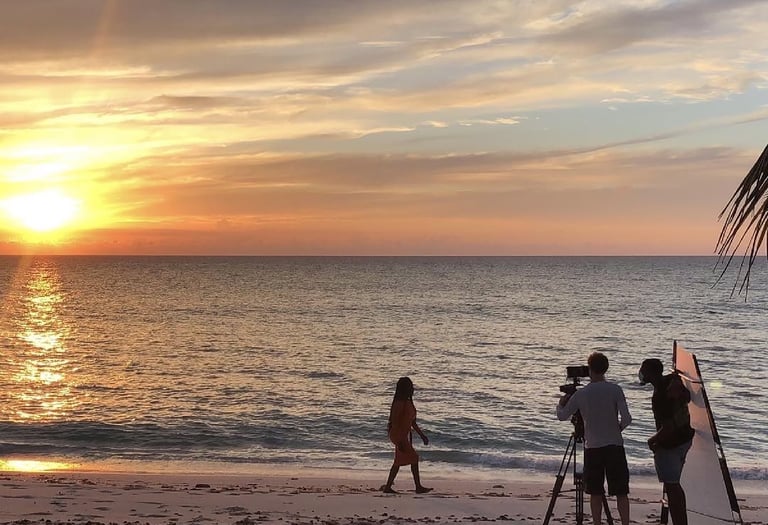 Film Shooting in a Bahamas Beach Setting
