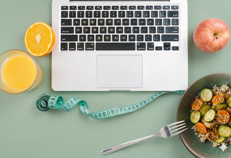 computer con alimenti e metro