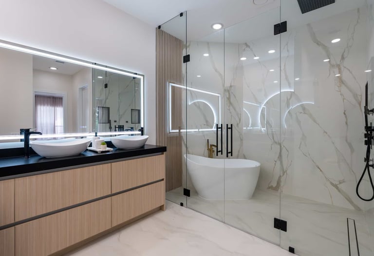 Full Bathroom Remodeling with Countertop, Cabinets and Showering