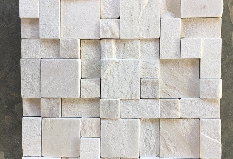 pedra são tomé mosaico branco em placas direto da fábrica, fácil instalação. parede interna externa